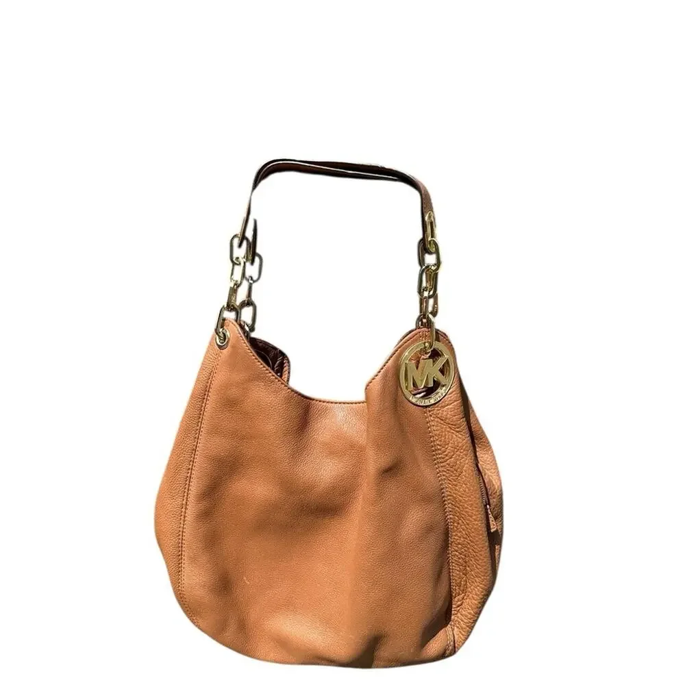 Michael Kors Large Fulton Brown Leather Shoulder Bag